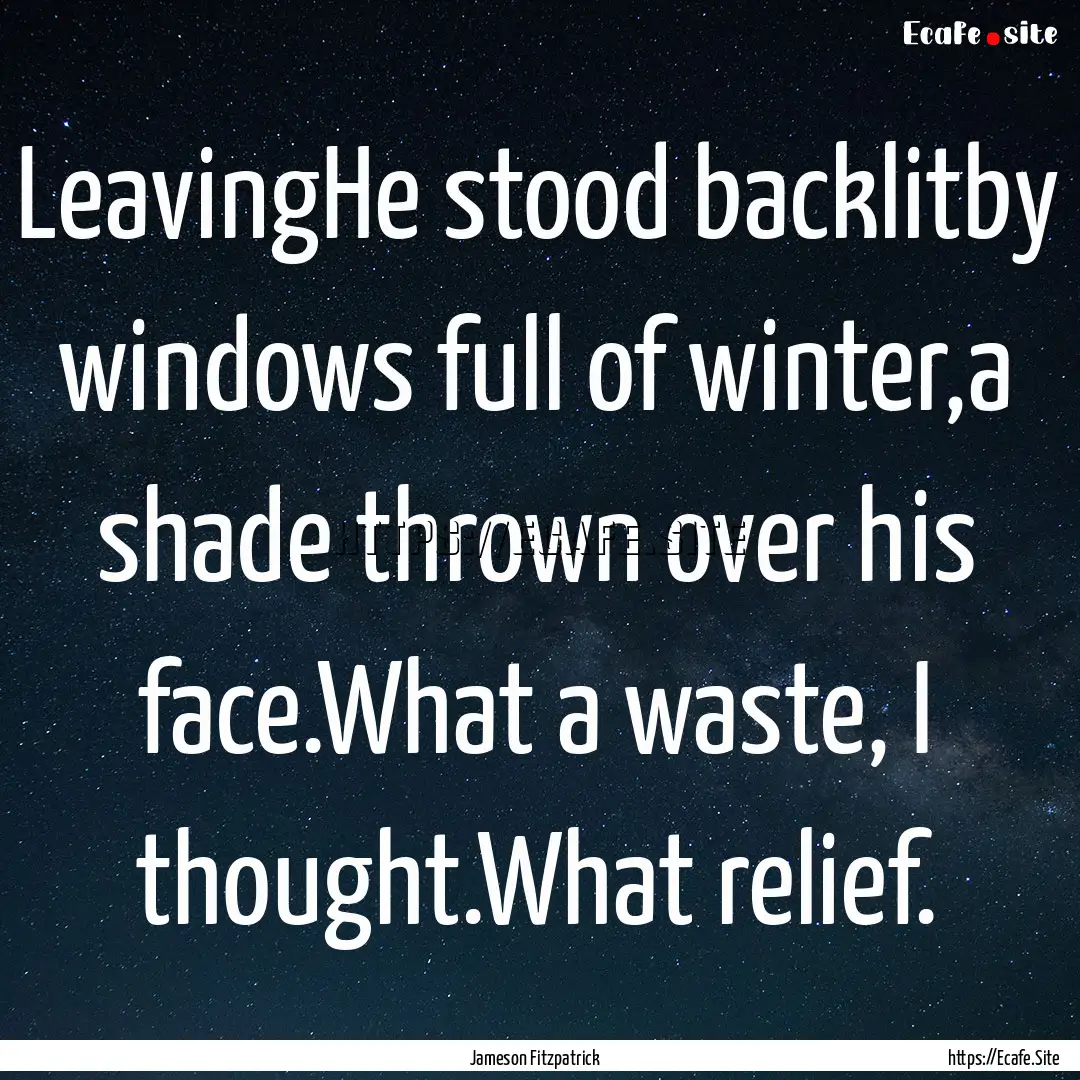 LeavingHe stood backlitby windows full of.... : Quote by Jameson Fitzpatrick