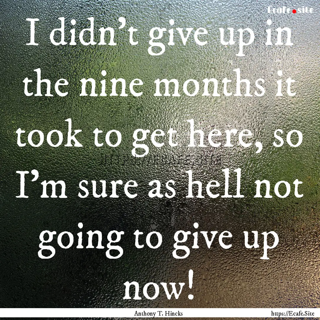 I didn't give up in the nine months it took.... : Quote by Anthony T. Hincks