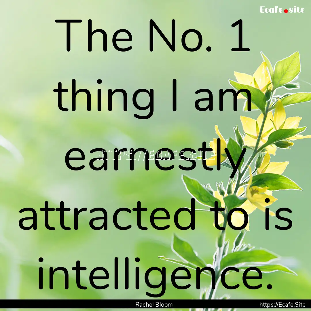 The No. 1 thing I am earnestly attracted.... : Quote by Rachel Bloom