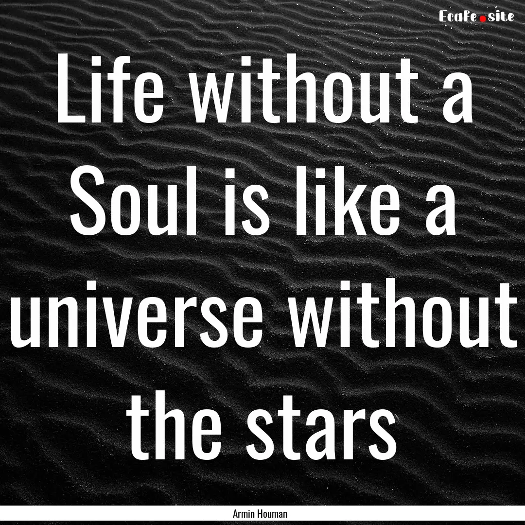 Life without a Soul is like a universe without.... : Quote by Armin Houman