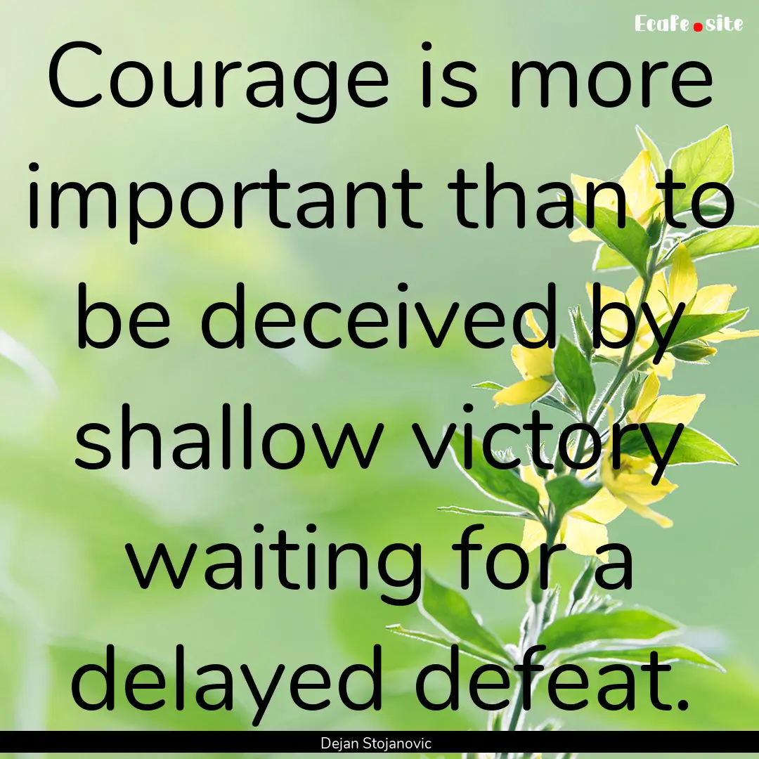 Courage is more important than to be deceived.... : Quote by Dejan Stojanovic