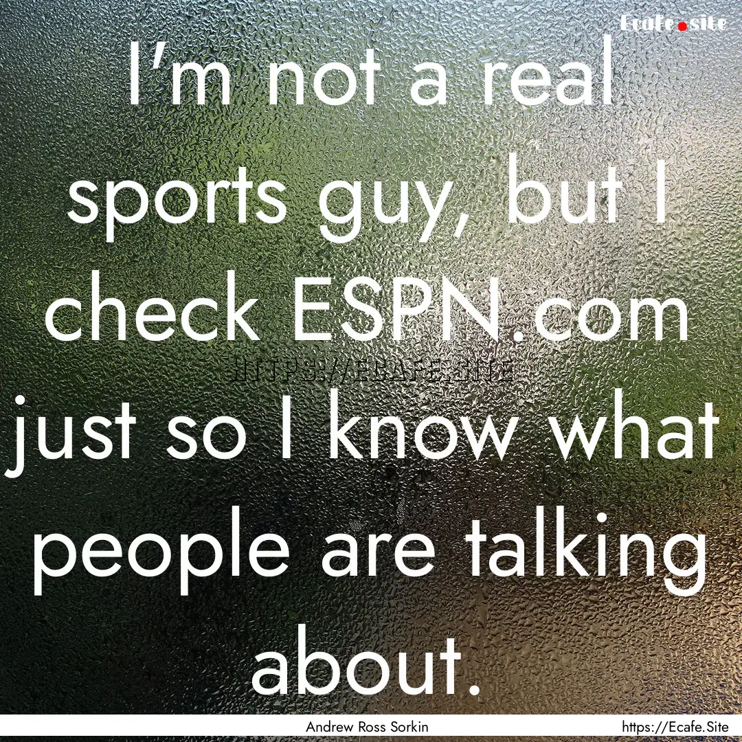 I'm not a real sports guy, but I check ESPN.com.... : Quote by Andrew Ross Sorkin