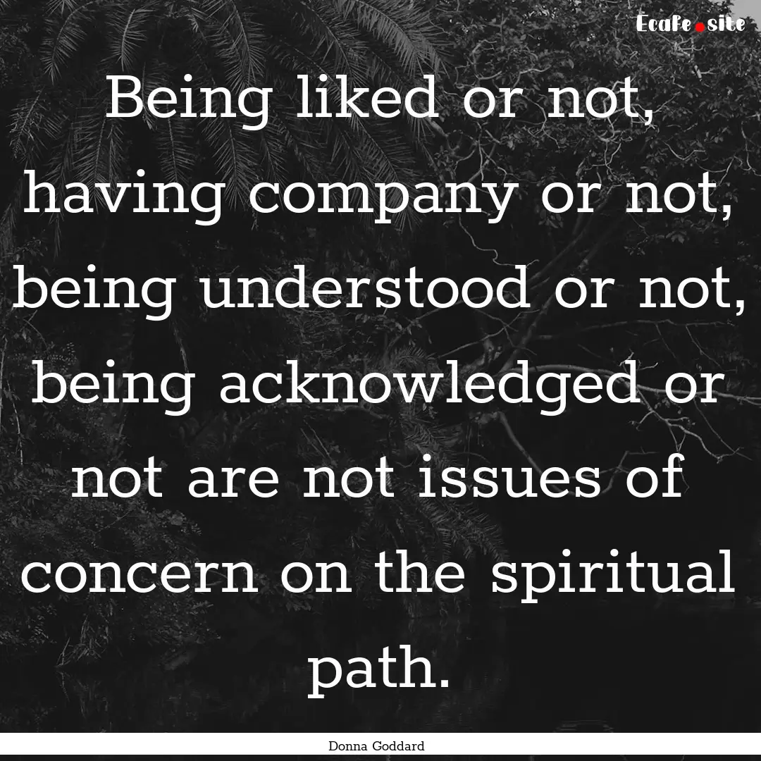 Being liked or not, having company or not,.... : Quote by Donna Goddard