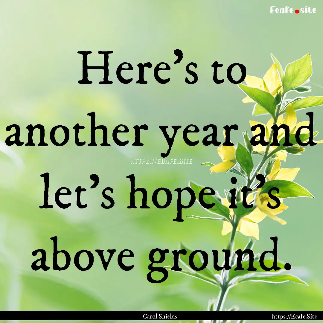 Here's to another year and let's hope it's.... : Quote by Carol Shields