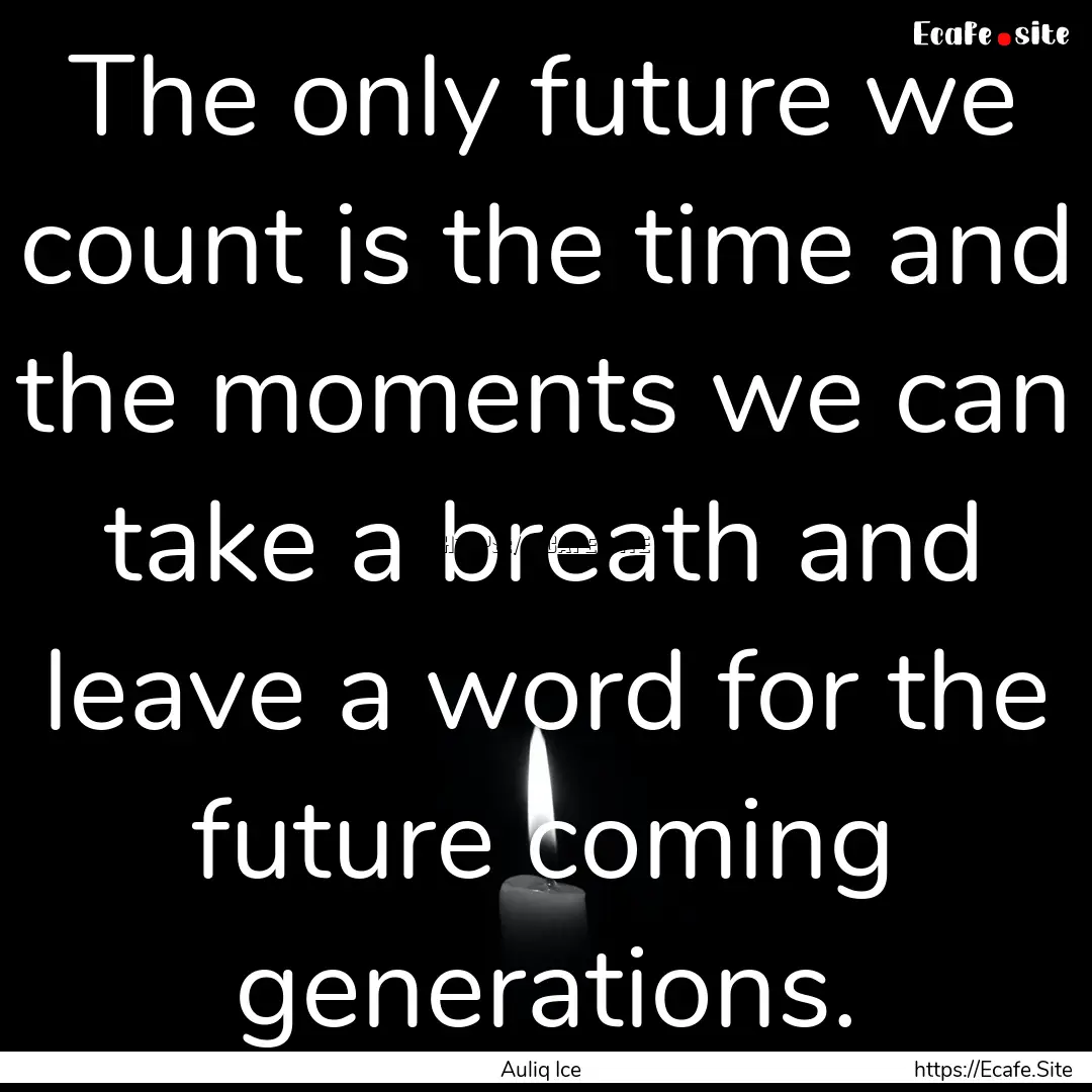 The only future we count is the time and.... : Quote by Auliq Ice