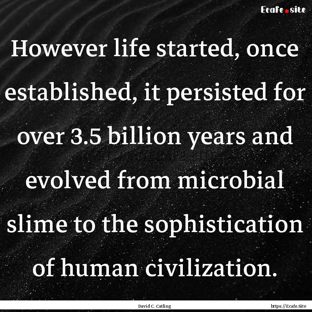 However life started, once established, it.... : Quote by David C. Catling