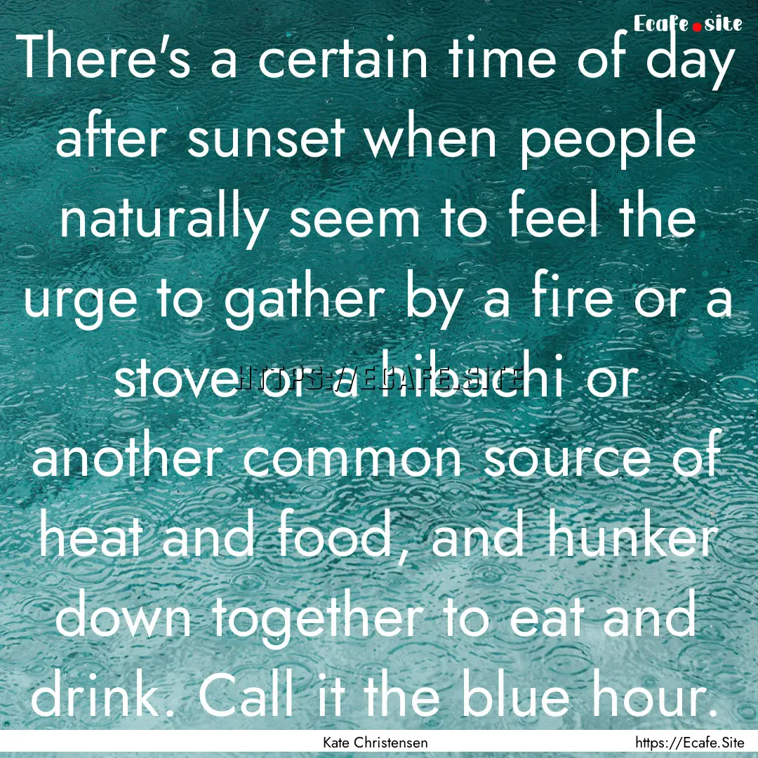 There's a certain time of day after sunset.... : Quote by Kate Christensen