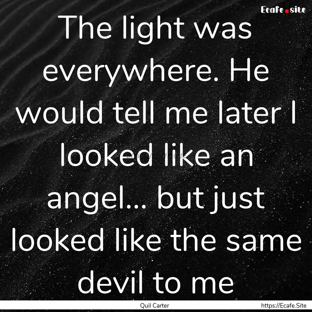 The light was everywhere. He would tell me.... : Quote by Quil Carter