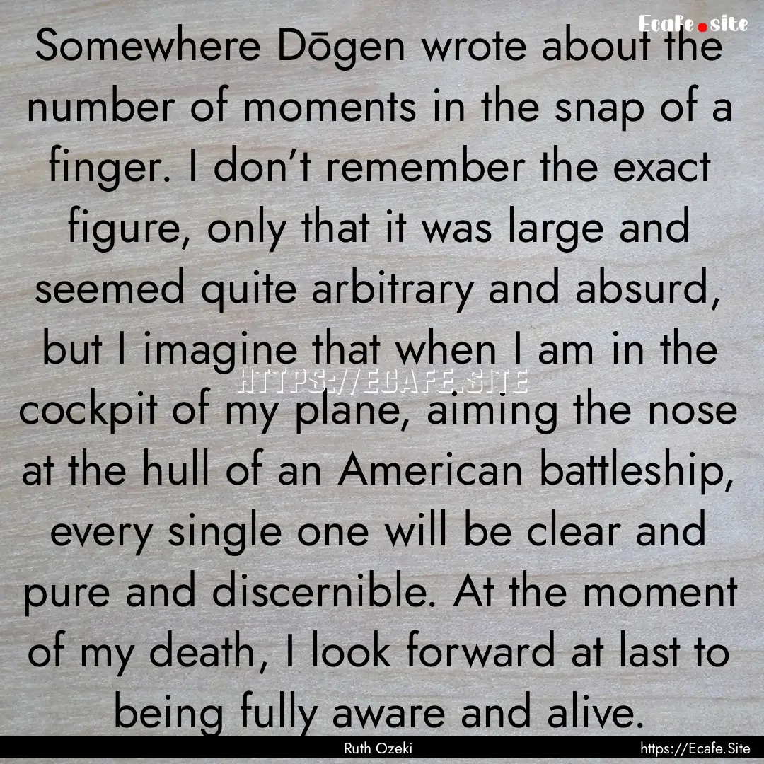 Somewhere Dōgen wrote about the number of.... : Quote by Ruth Ozeki