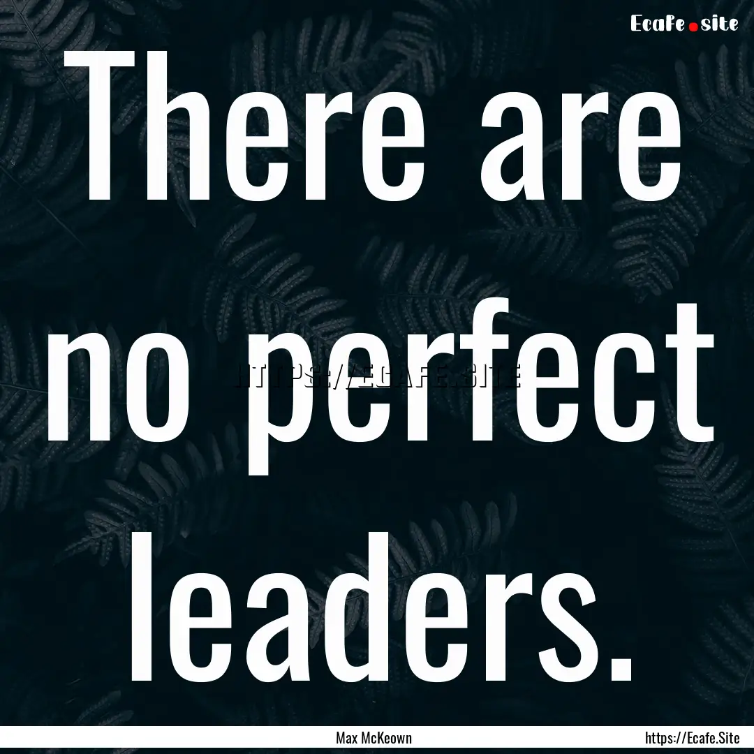 There are no perfect leaders. : Quote by Max McKeown