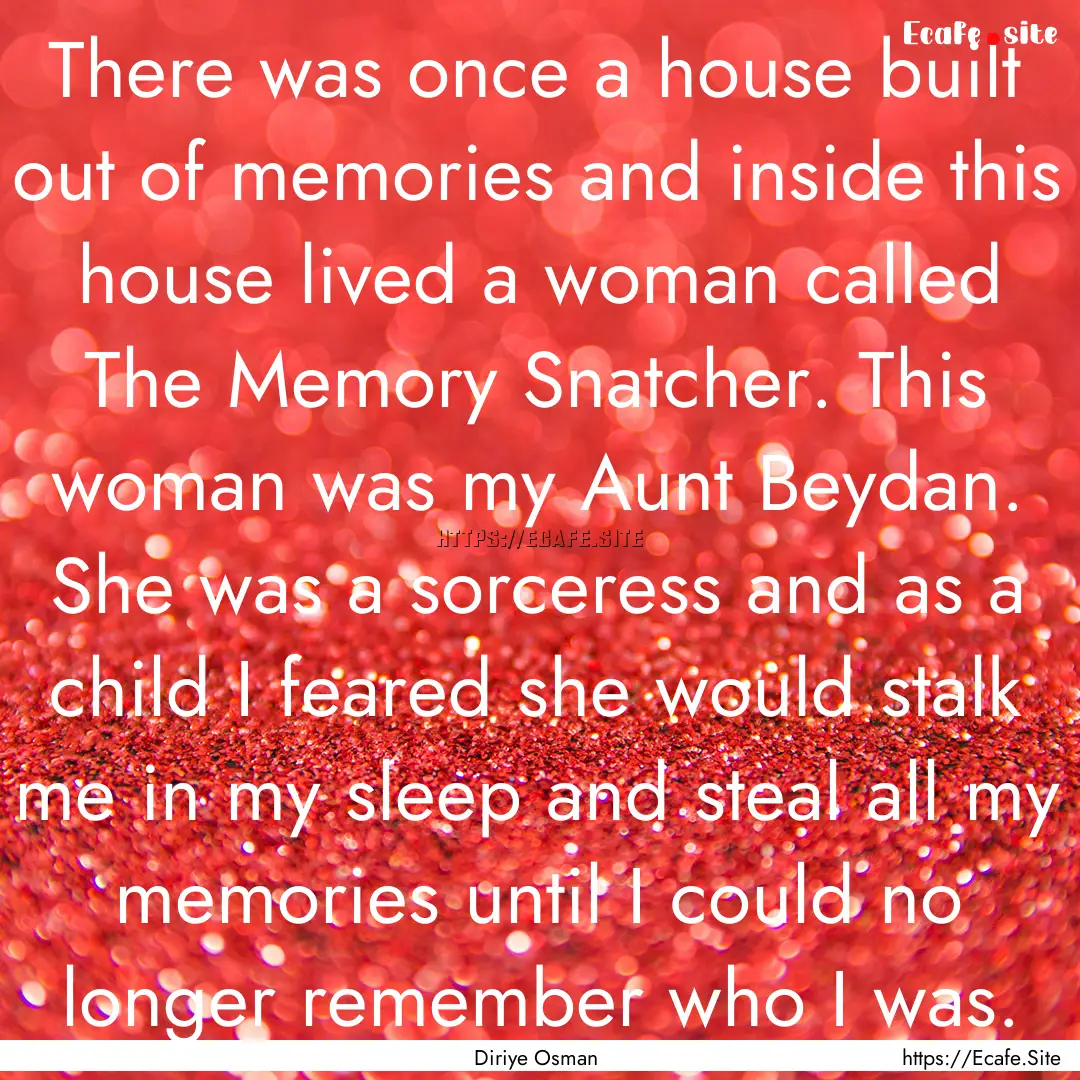 There was once a house built out of memories.... : Quote by Diriye Osman