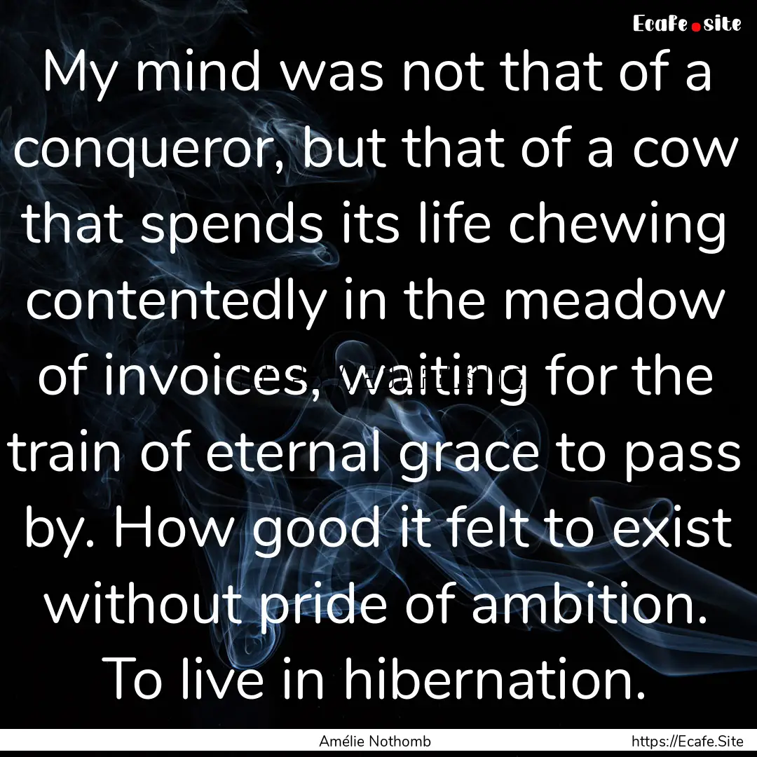 My mind was not that of a conqueror, but.... : Quote by Amélie Nothomb