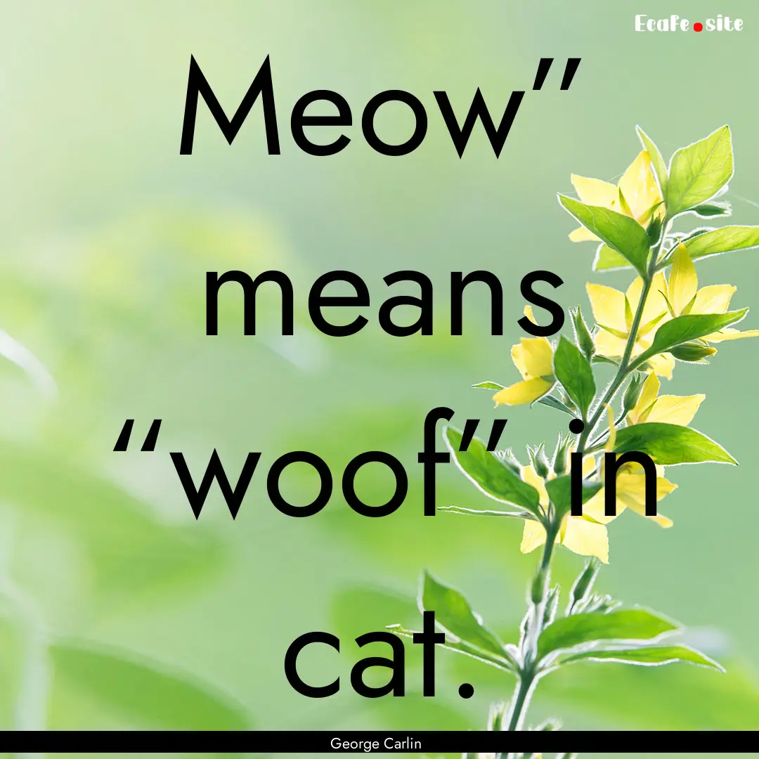 Meow” means “woof” in cat. : Quote by George Carlin