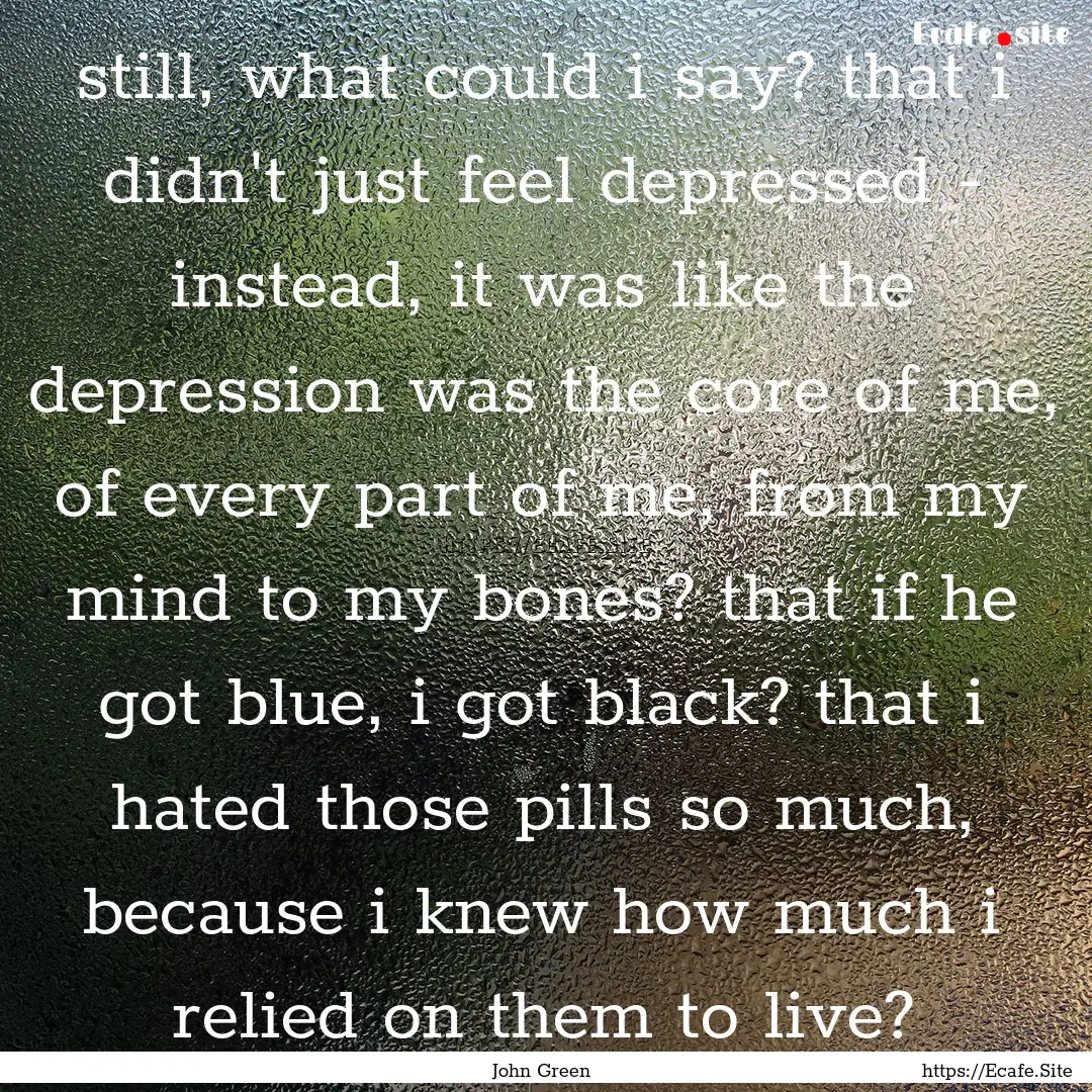 still, what could i say? that i didn't just.... : Quote by John Green