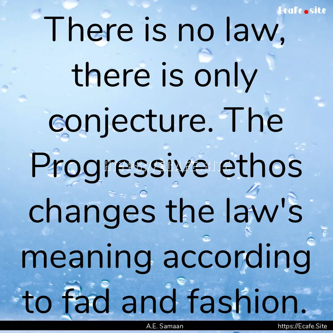 There is no law, there is only conjecture..... : Quote by A.E. Samaan