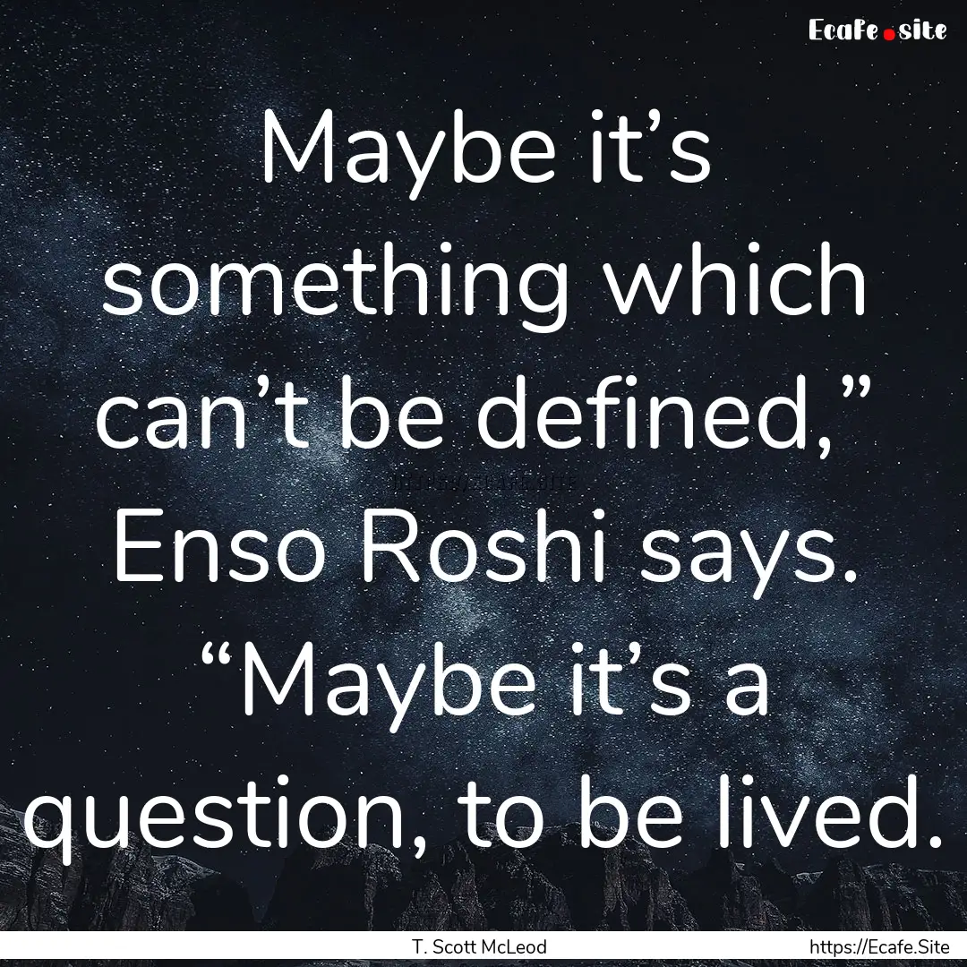 Maybe it’s something which can’t be defined,”.... : Quote by T. Scott McLeod