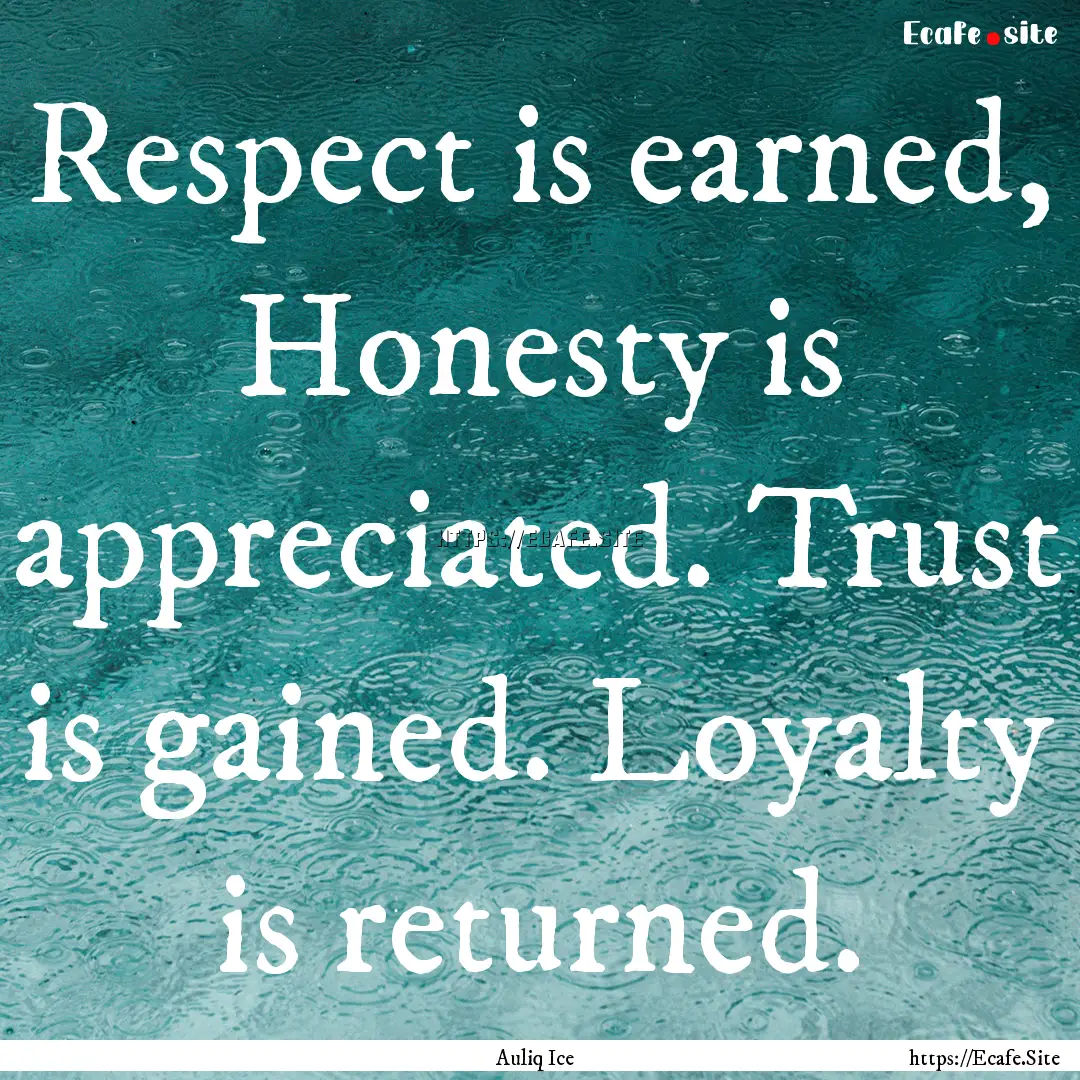 Respect is earned, Honesty is appreciated..... : Quote by Auliq Ice