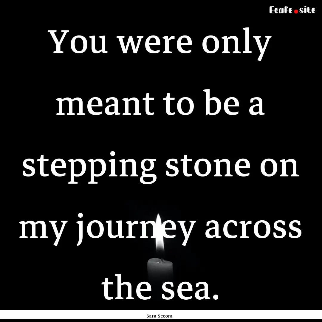 You were only meant to be a stepping stone.... : Quote by Sara Secora