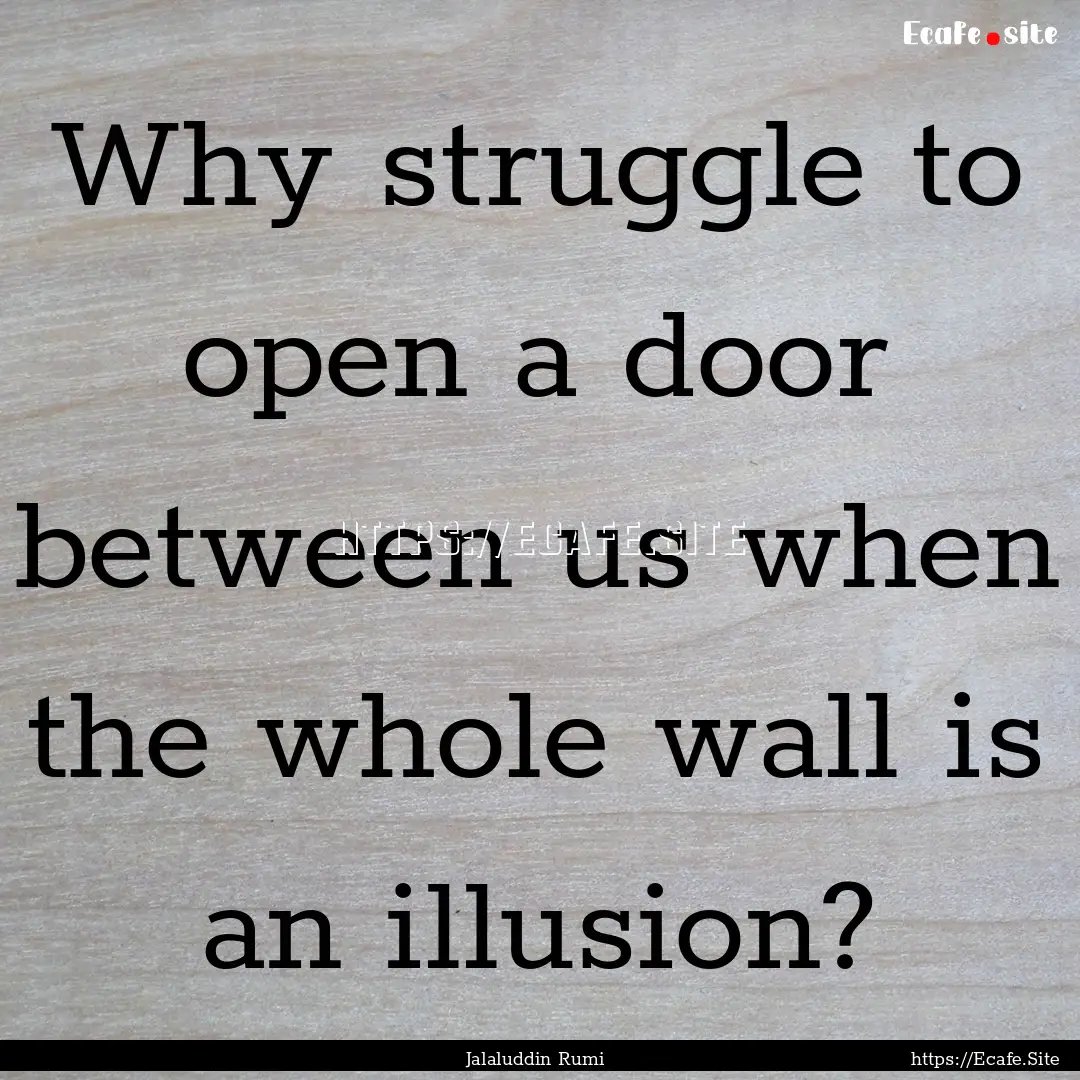 Why struggle to open a door between us when.... : Quote by Jalaluddin Rumi