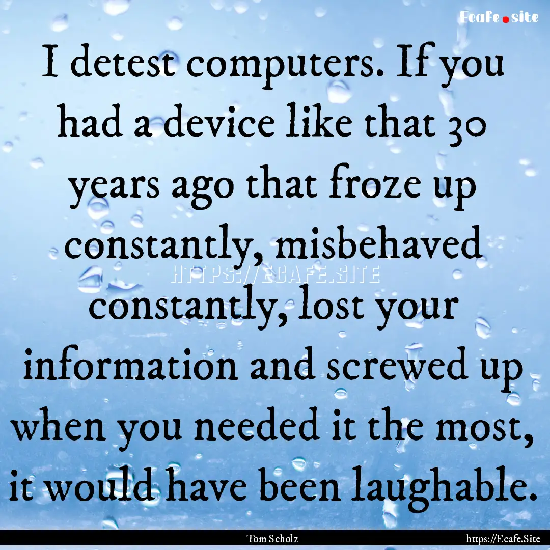 I detest computers. If you had a device like.... : Quote by Tom Scholz