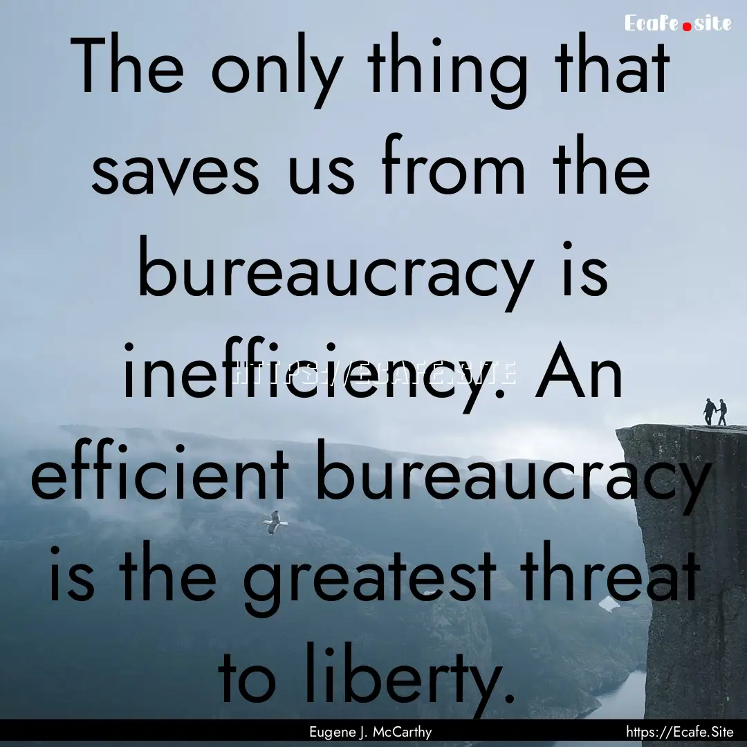 The only thing that saves us from the bureaucracy.... : Quote by Eugene J. McCarthy