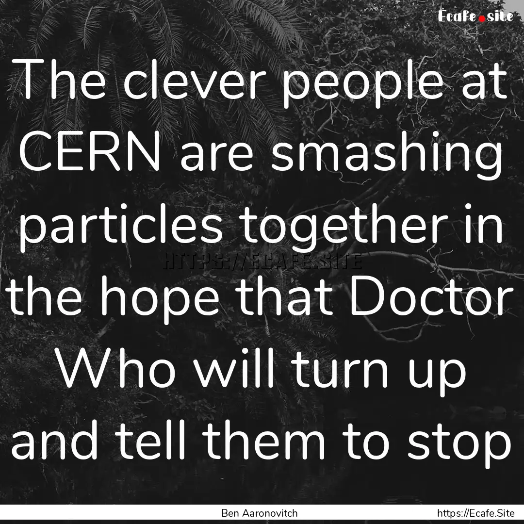 The clever people at CERN are smashing particles.... : Quote by Ben Aaronovitch