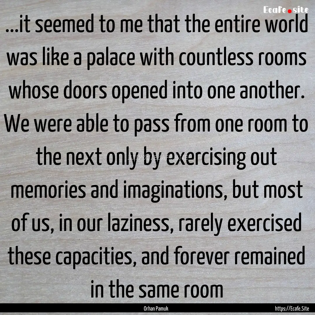 ...it seemed to me that the entire world.... : Quote by Orhan Pamuk