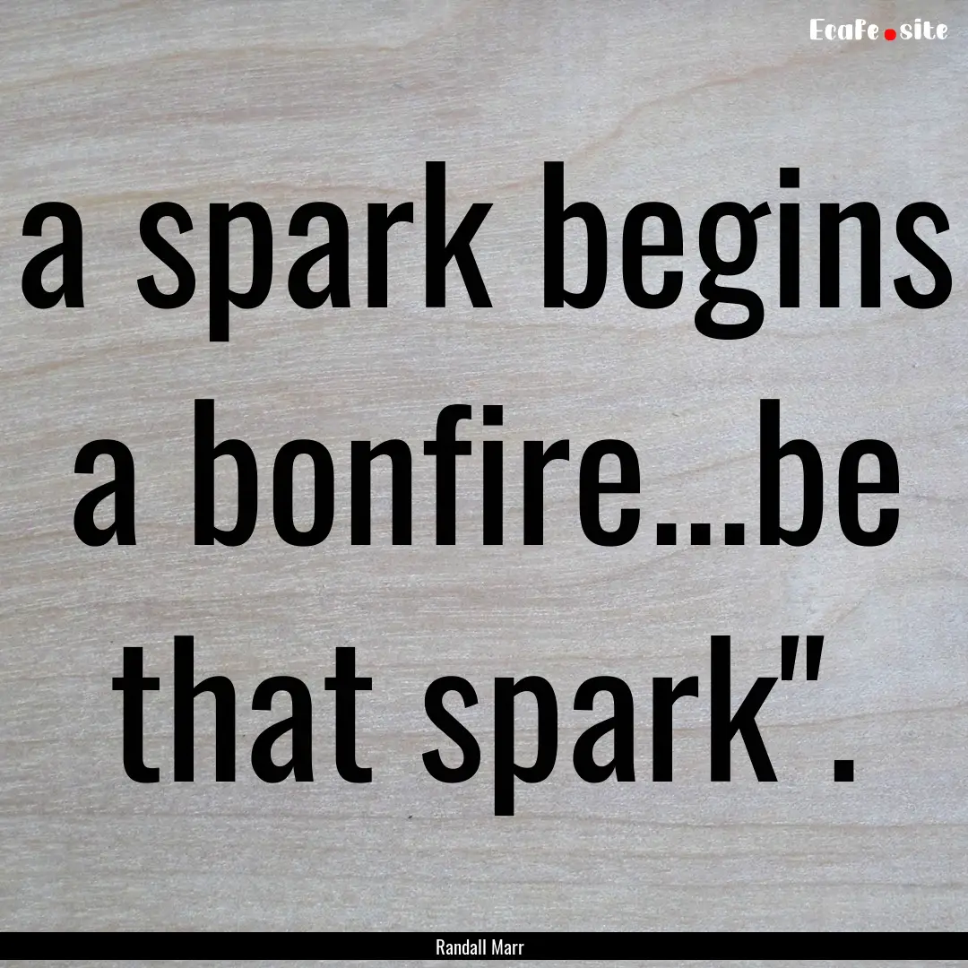 a spark begins a bonfire...be that spark