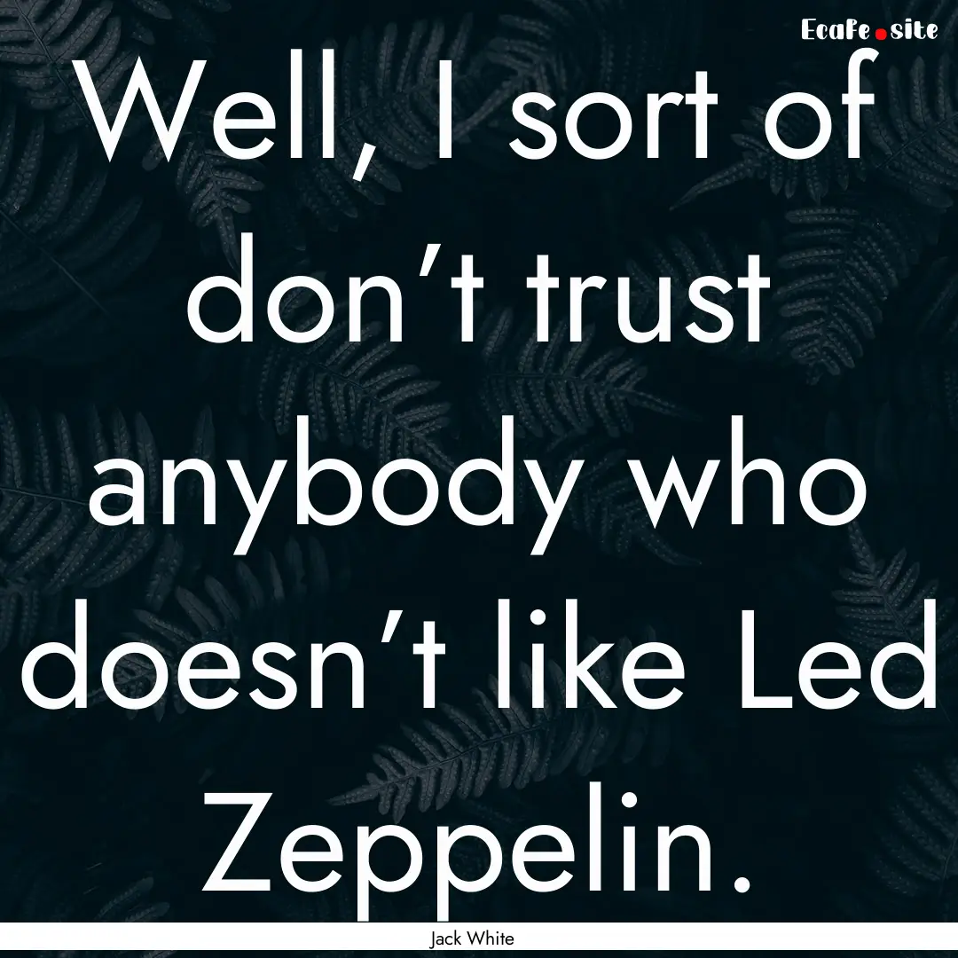 Well, I sort of don’t trust anybody who.... : Quote by Jack White