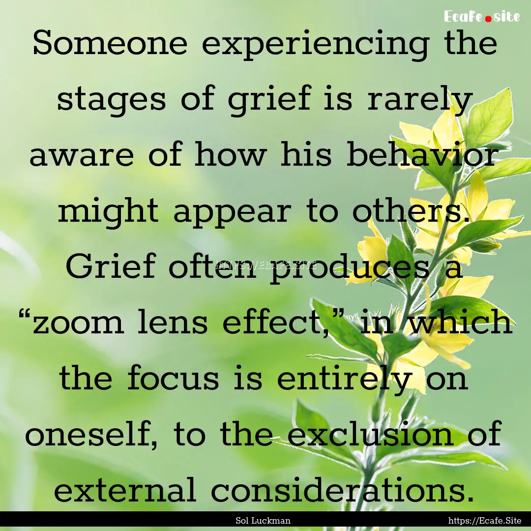 Someone experiencing the stages of grief.... : Quote by Sol Luckman