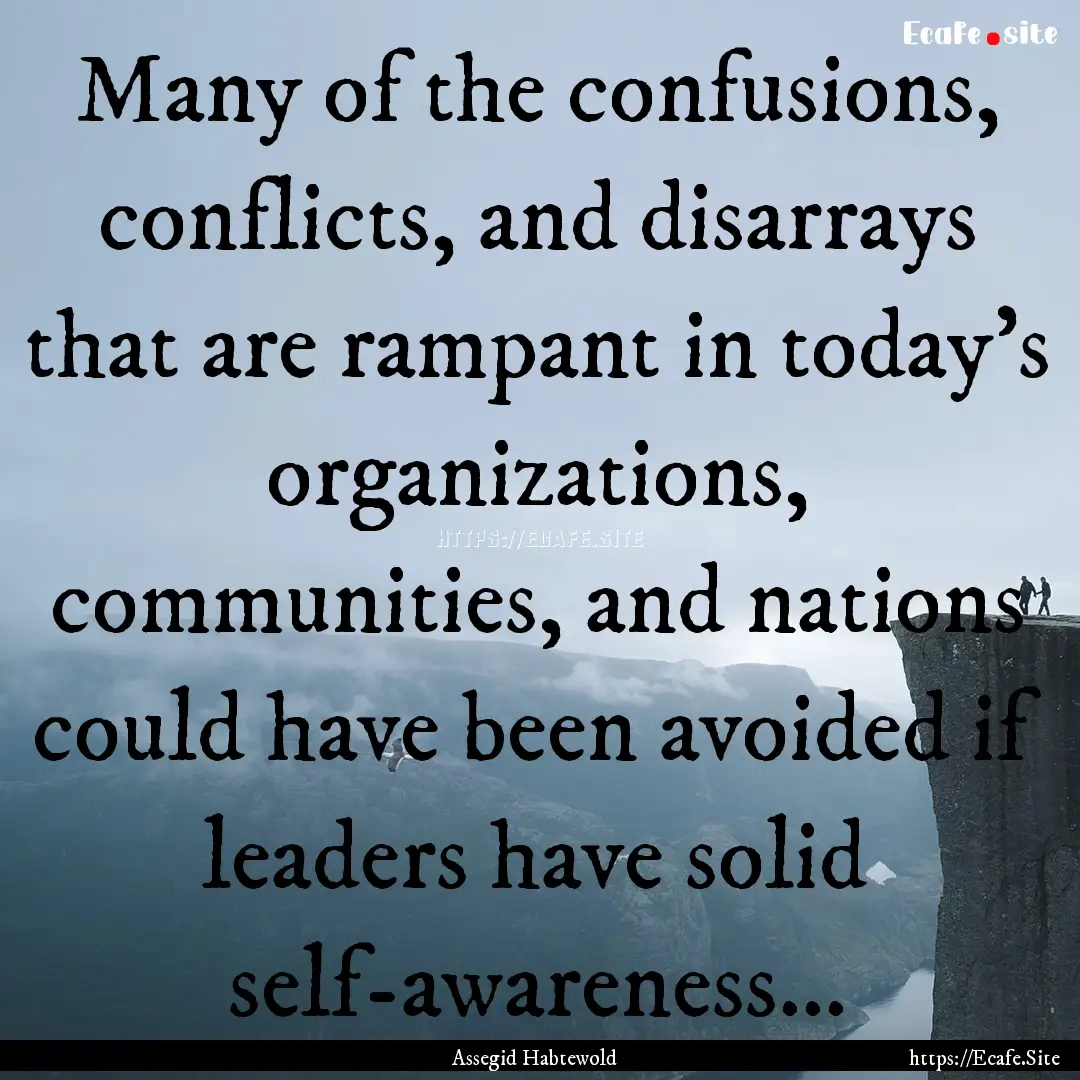 Many of the confusions, conflicts, and disarrays.... : Quote by Assegid Habtewold