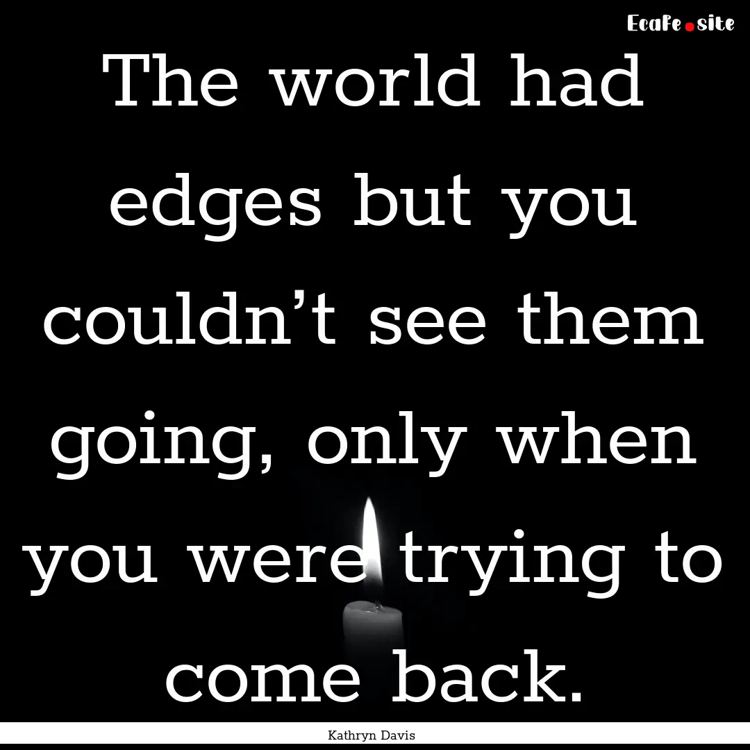 The world had edges but you couldn’t see.... : Quote by Kathryn Davis