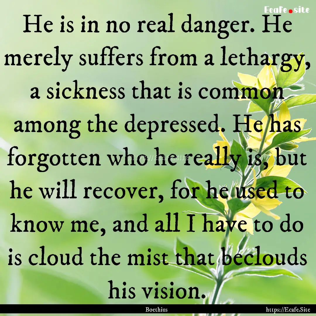 He is in no real danger. He merely suffers.... : Quote by Boethius