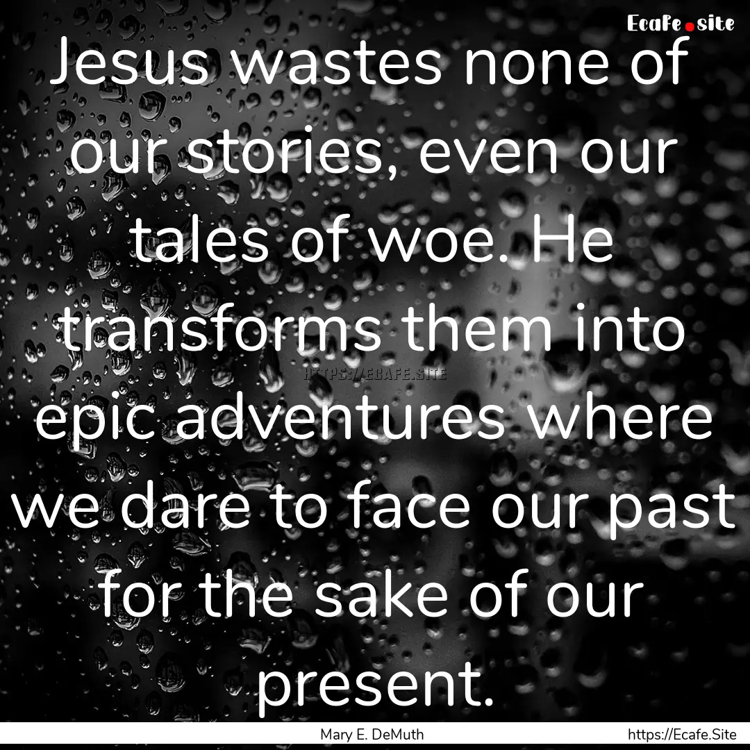 Jesus wastes none of our stories, even our.... : Quote by Mary E. DeMuth