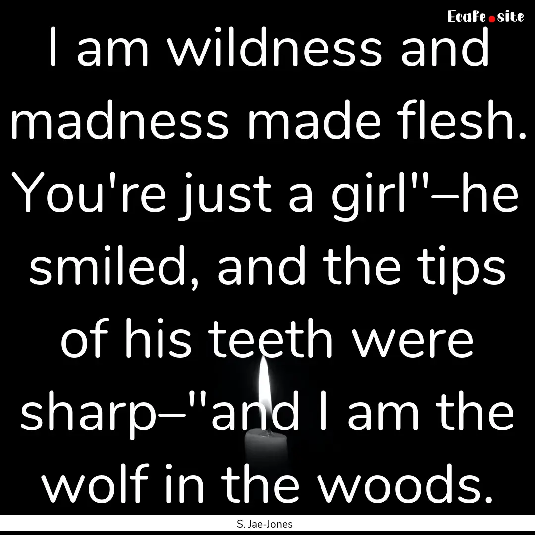 I am wildness and madness made flesh. You're.... : Quote by S. Jae-Jones