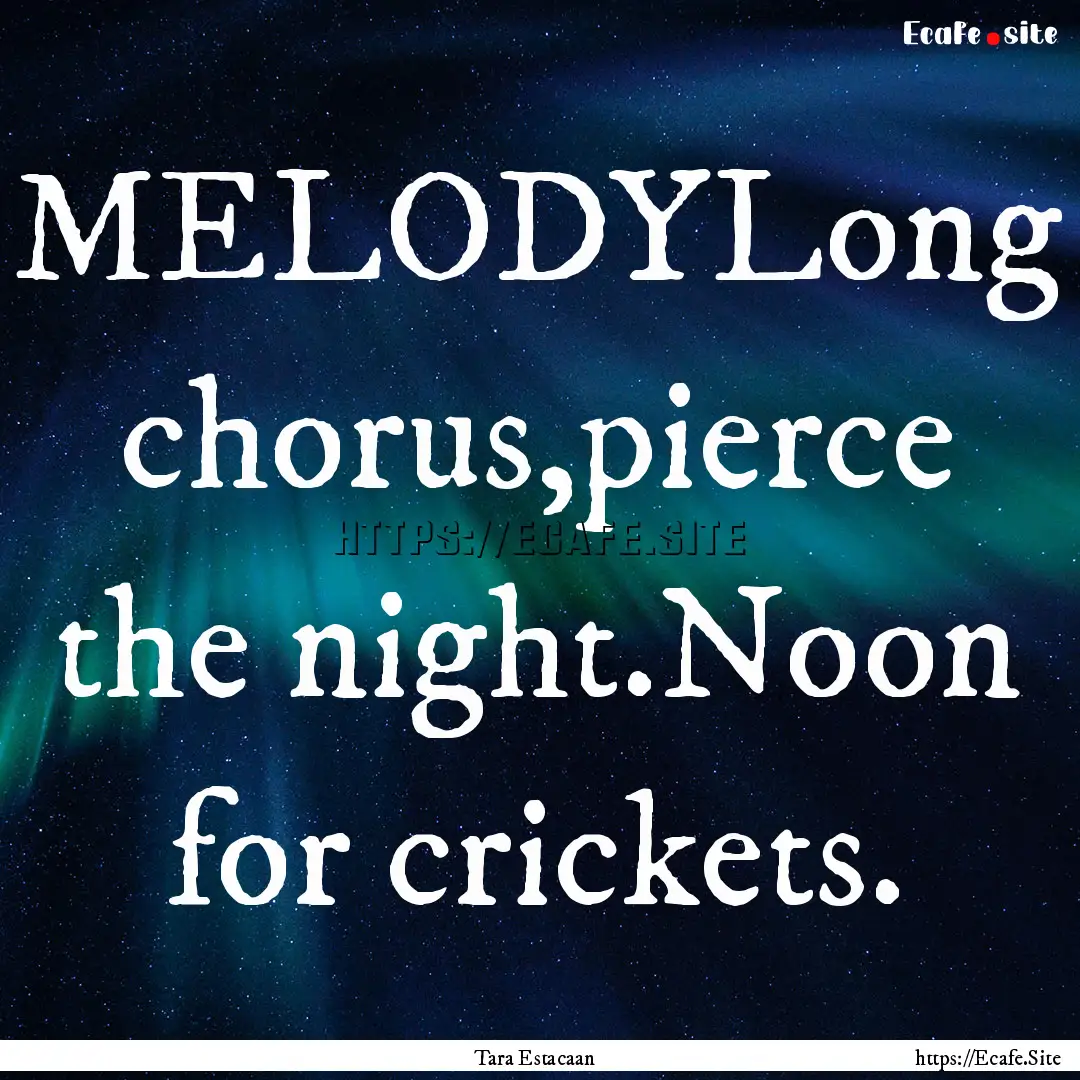 MELODYLong chorus,pierce the night.Noon for.... : Quote by Tara Estacaan