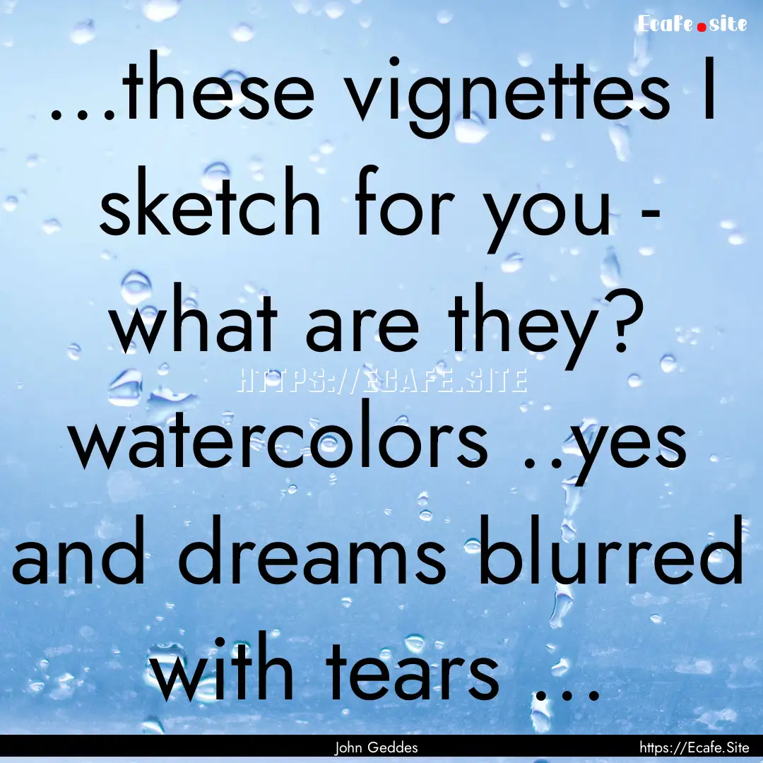 ...these vignettes I sketch for you - what.... : Quote by John Geddes