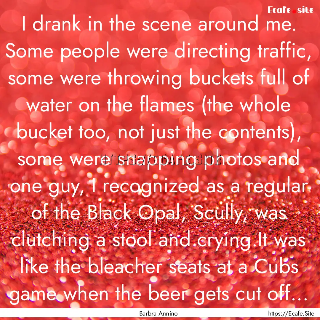 I drank in the scene around me. Some people.... : Quote by Barbra Annino