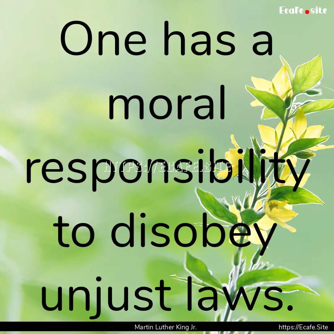 One has a moral responsibility to disobey.... : Quote by Martin Luther King Jr.