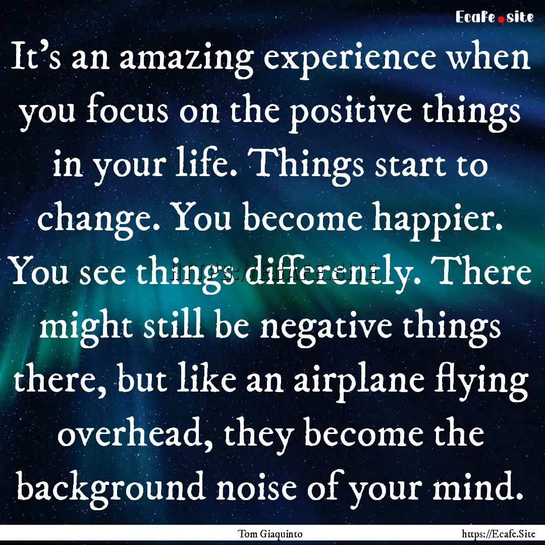 It's an amazing experience when you focus.... : Quote by Tom Giaquinto