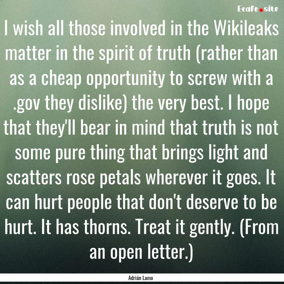 I wish all those involved in the Wikileaks.... : Quote by Adrián Lamo