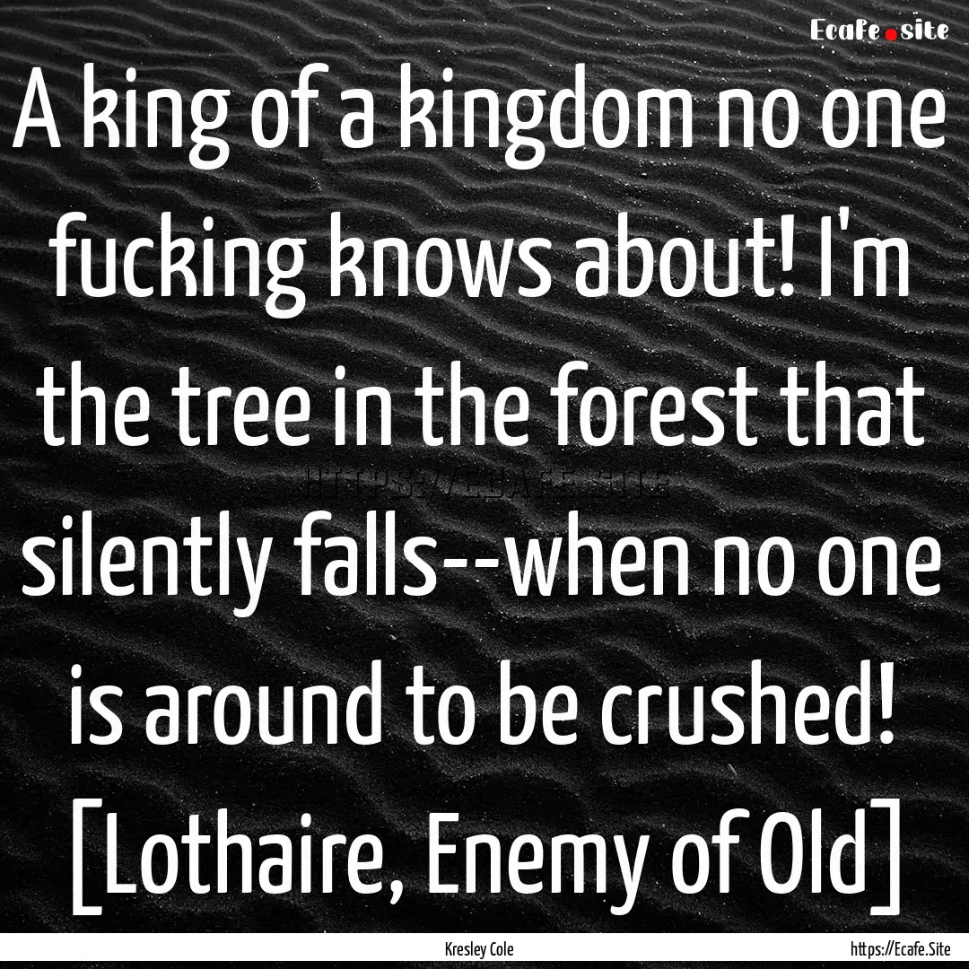 A king of a kingdom no one fucking knows.... : Quote by Kresley Cole