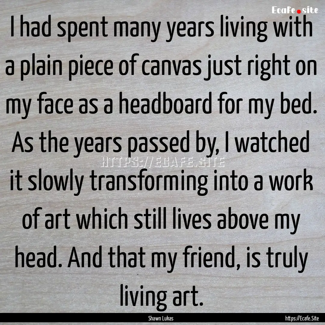 I had spent many years living with a plain.... : Quote by Shawn Lukas