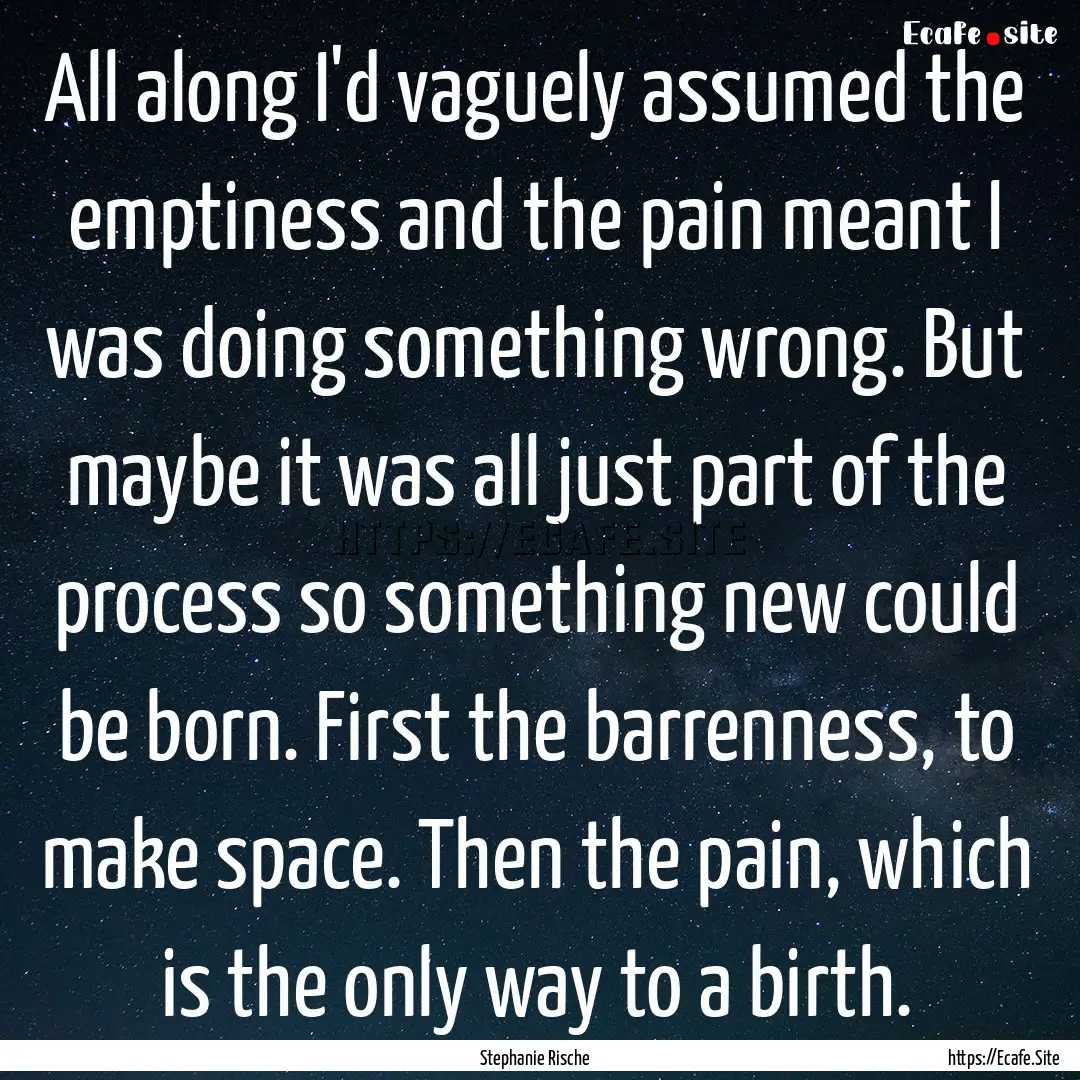 All along I'd vaguely assumed the emptiness.... : Quote by Stephanie Rische