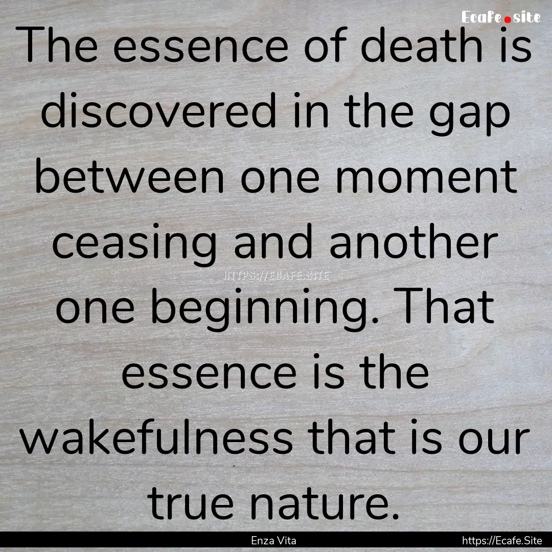 The essence of death is discovered in the.... : Quote by Enza Vita