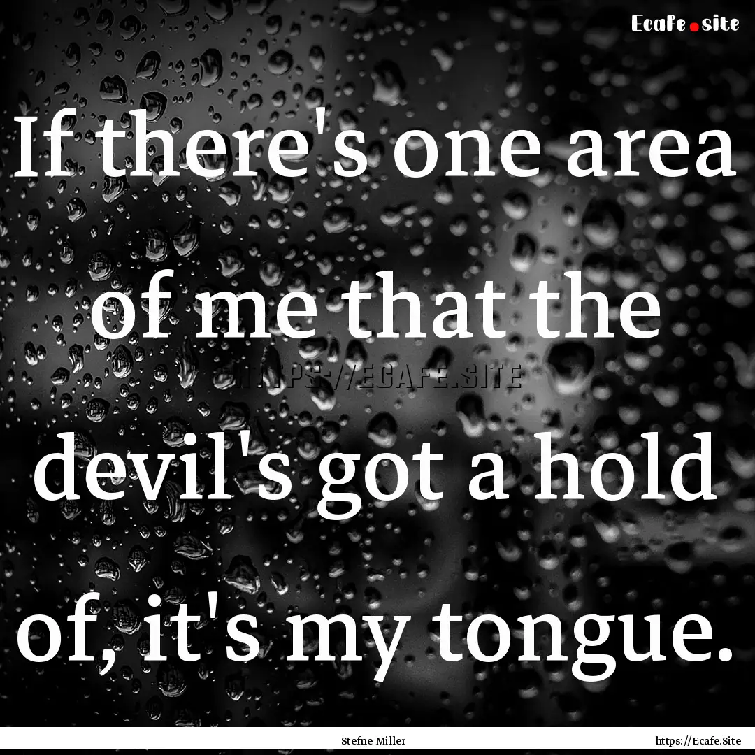 If there's one area of me that the devil's.... : Quote by Stefne Miller