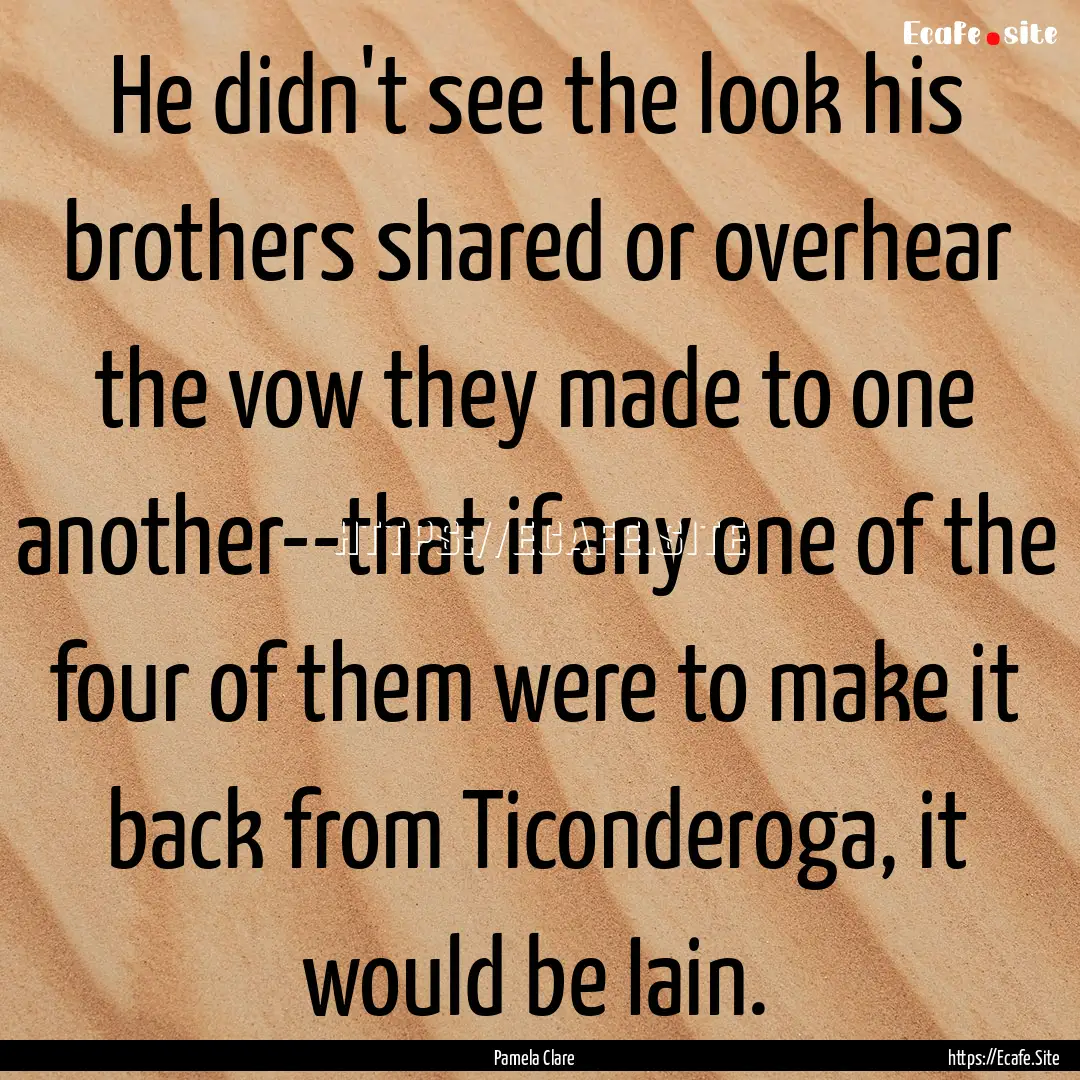 He didn't see the look his brothers shared.... : Quote by Pamela Clare