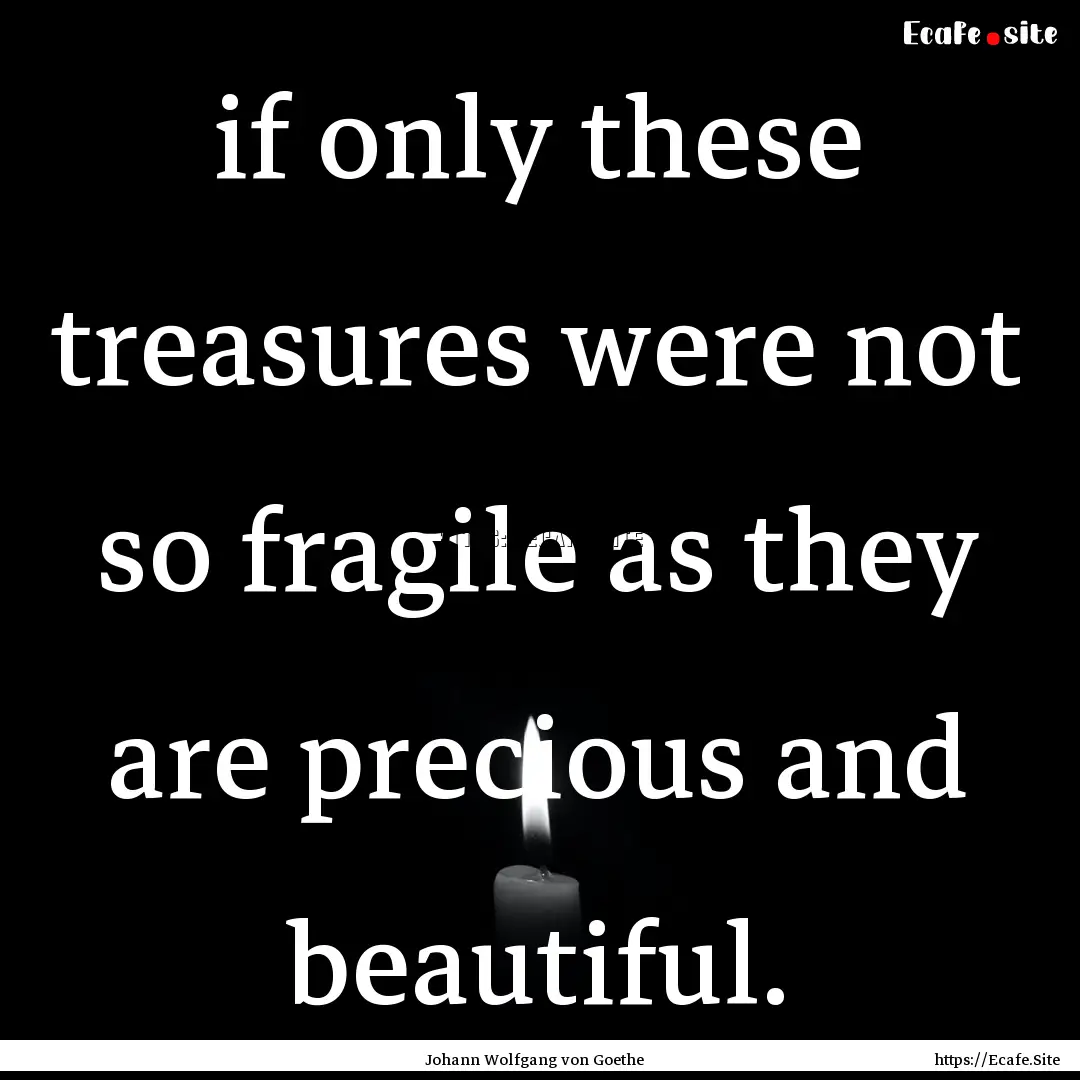 if only these treasures were not so fragile.... : Quote by Johann Wolfgang von Goethe