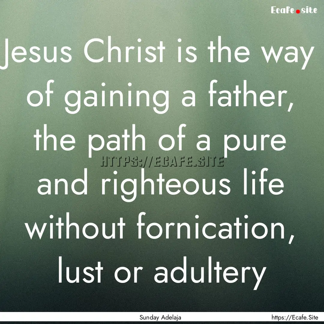 Jesus Christ is the way of gaining a father,.... : Quote by Sunday Adelaja