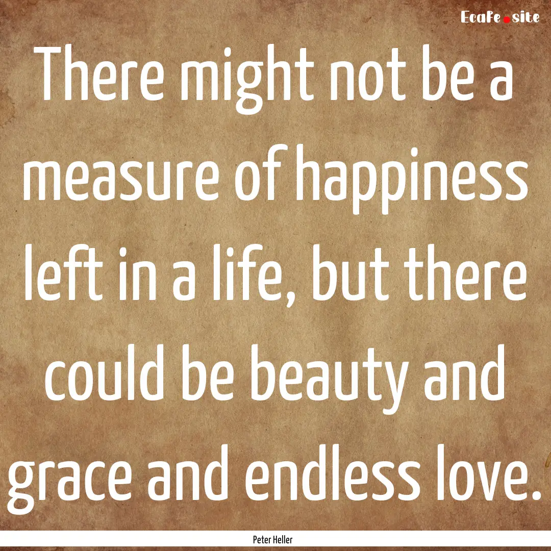 There might not be a measure of happiness.... : Quote by Peter Heller